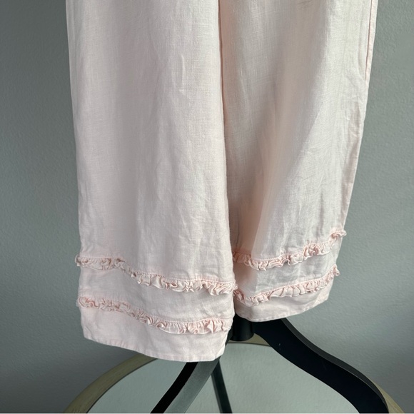 Bryn Walker 100% Linen Bloomer Pant Womens Small Light Pink High Rise Ruffle Hem - Picture 3 of 13